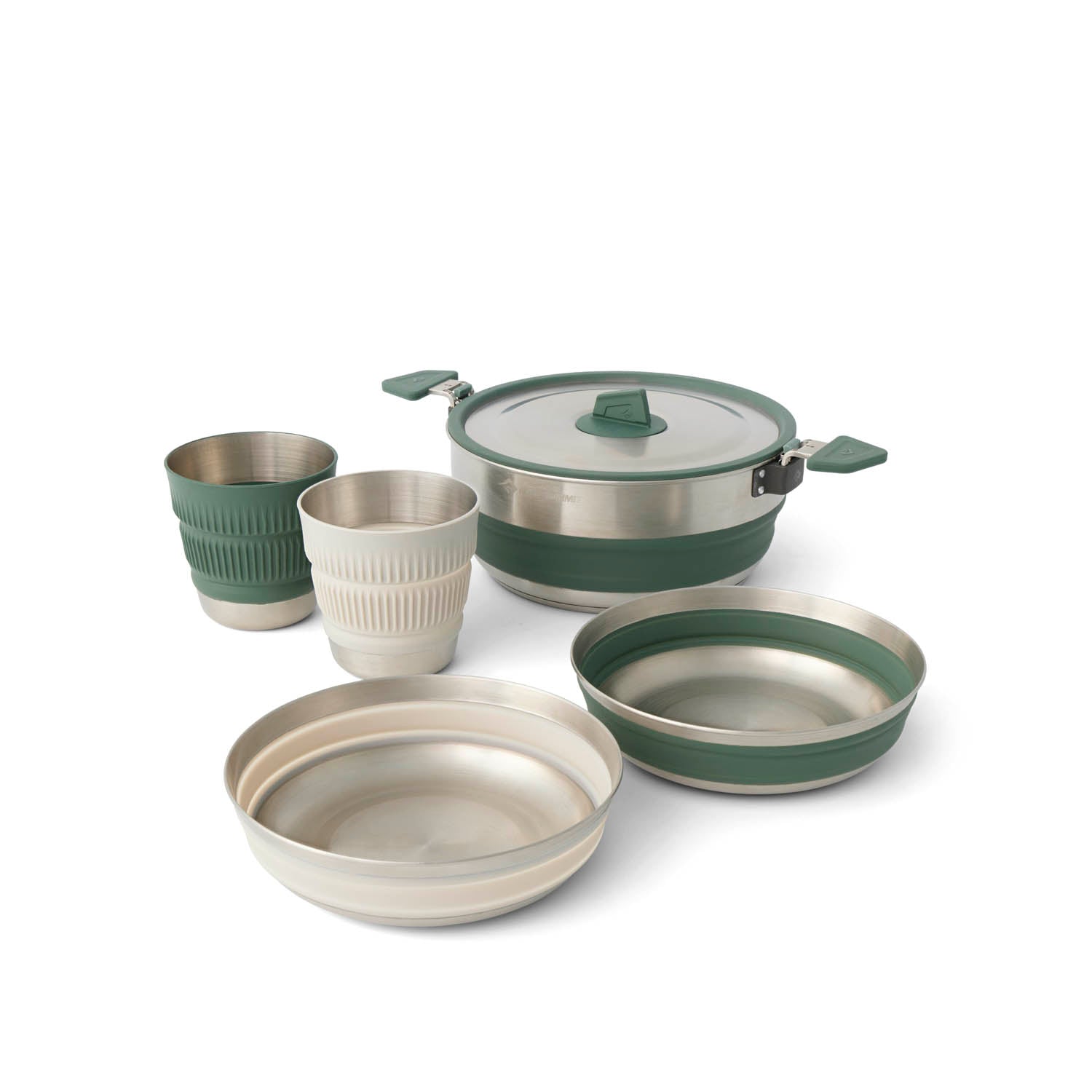 edelstahl kochset camping Detour One Pot Cook Set – Campingkochset mit Edelstahl inkl. Topf, Schalen und Becher (5-teilig)
