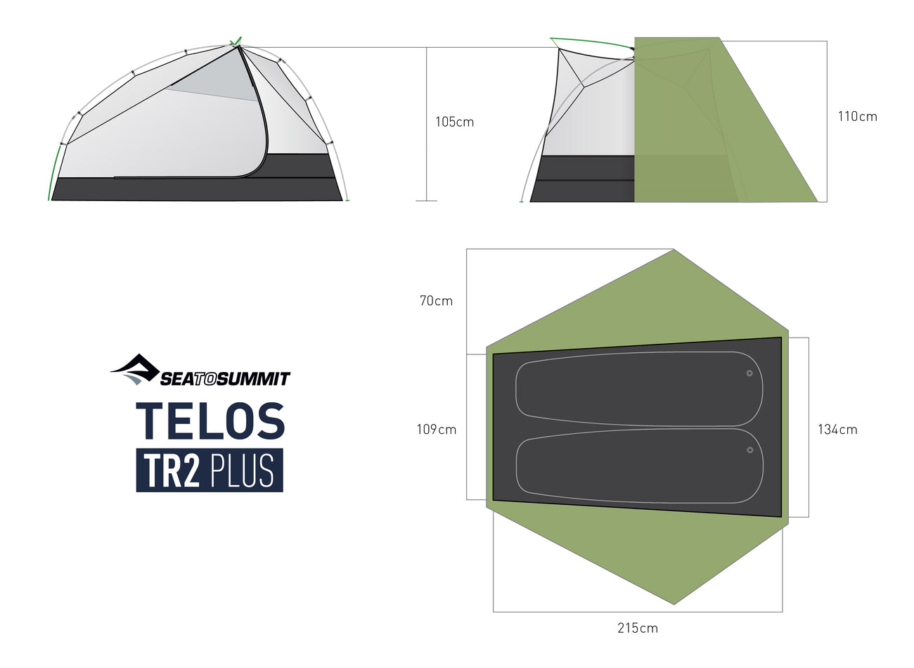 Telos TR2 Plus – Freistehendes Zwei-Personen-Zelt (3+ Saison)
