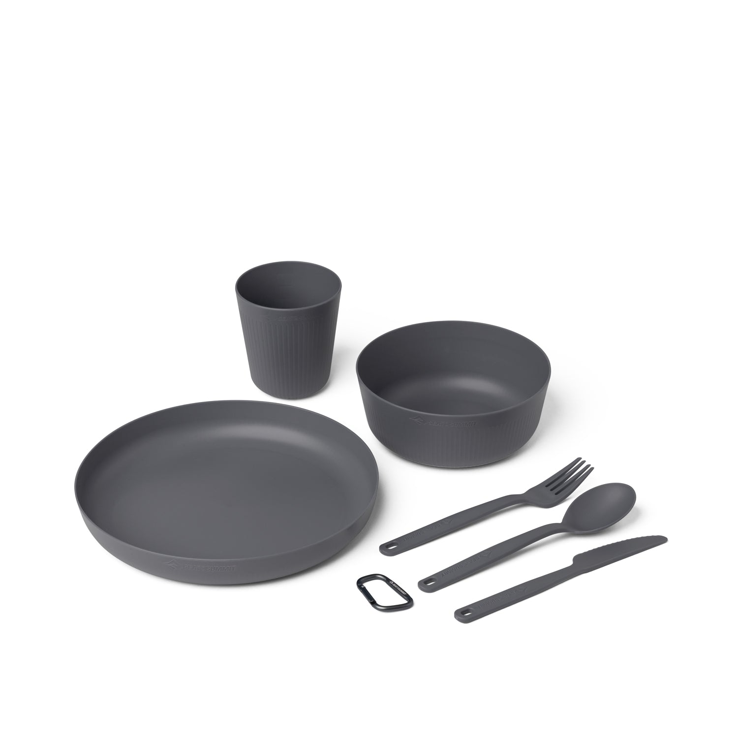 Charcoal || Camp Dinnerware Set with Mesh Sack - [6 Piece]
