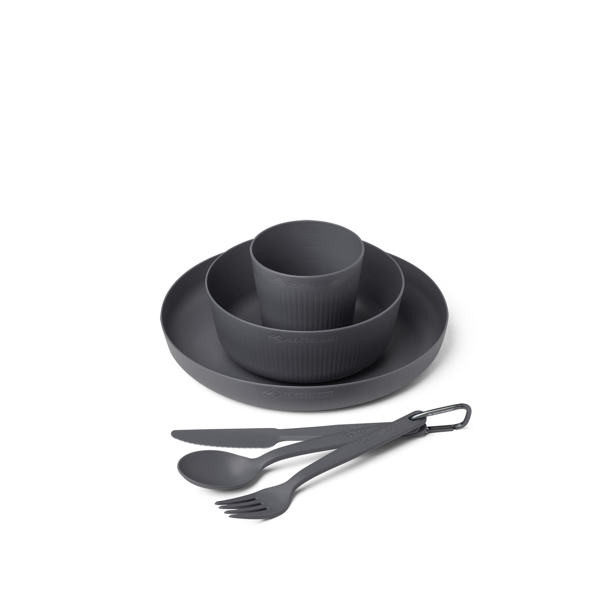 Charcoal || Camp Dinnerware Set with Mesh Sack - [6 Piece]