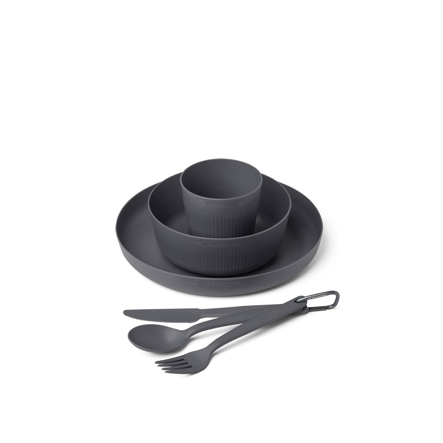 Charcoal || Camp Dinnerware Set with Mesh Sack - [6 Piece]