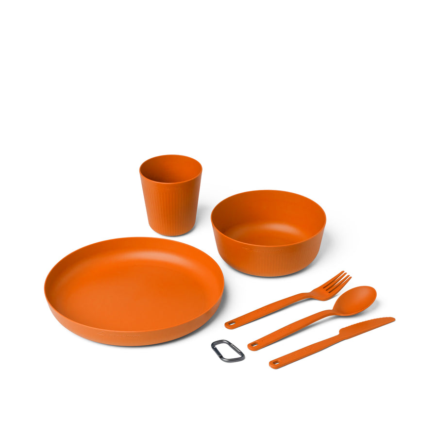 Burnt Orange || Camp Dinnerware Set with Mesh Sack - [6 Piece]