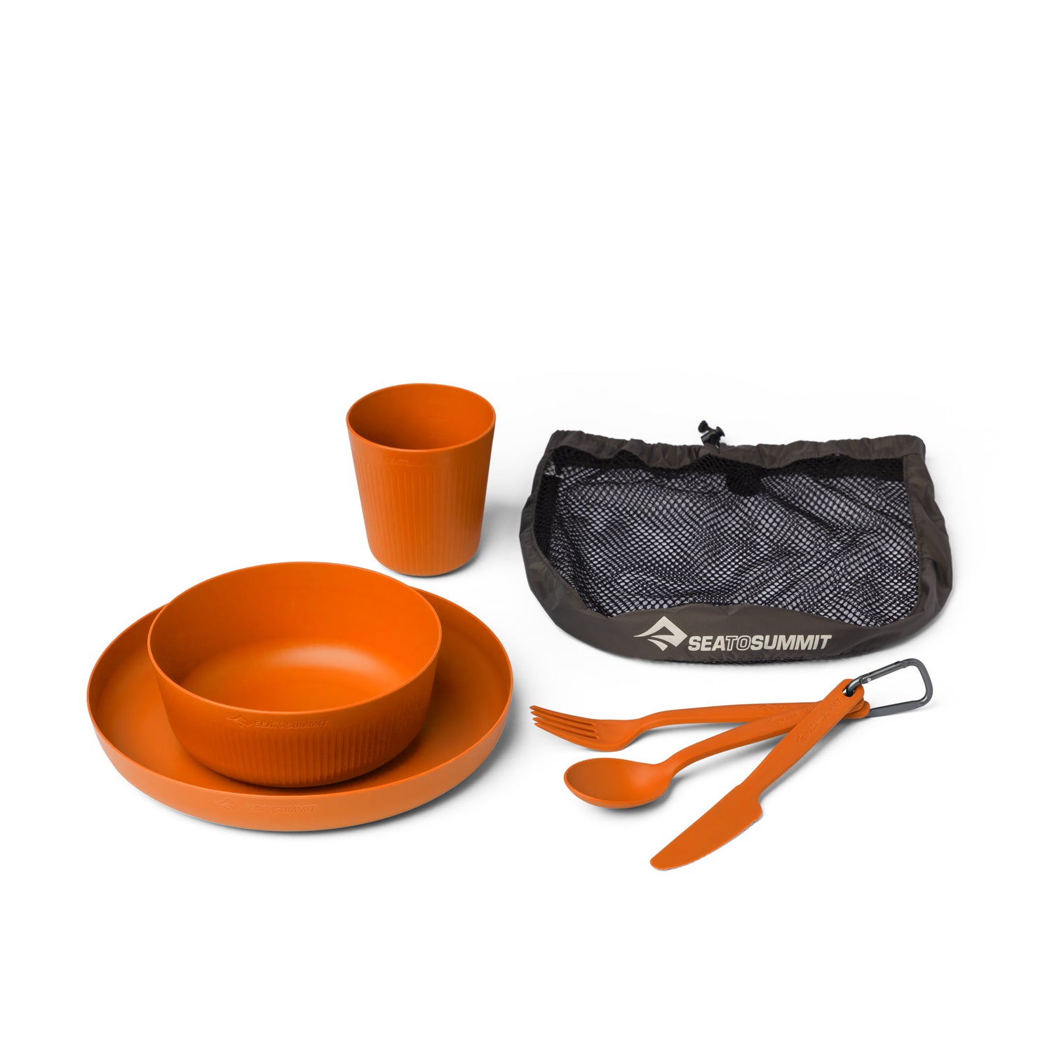 Burnt Orange || Camp Dinnerware Set with Mesh Sack - [6 Piece]