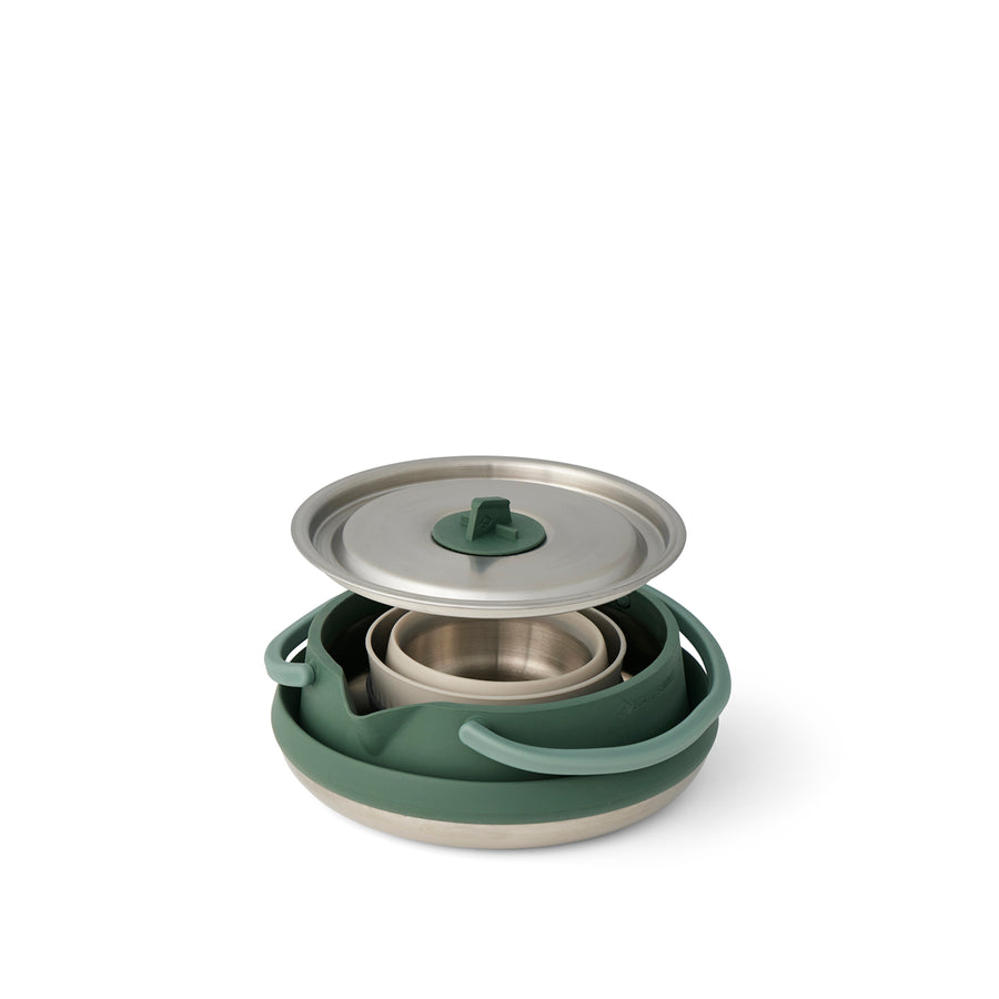 Detour Kettle Cook Set – Campingkesselset mit Edelstahl inkl. zwei Becher (3-teilig)