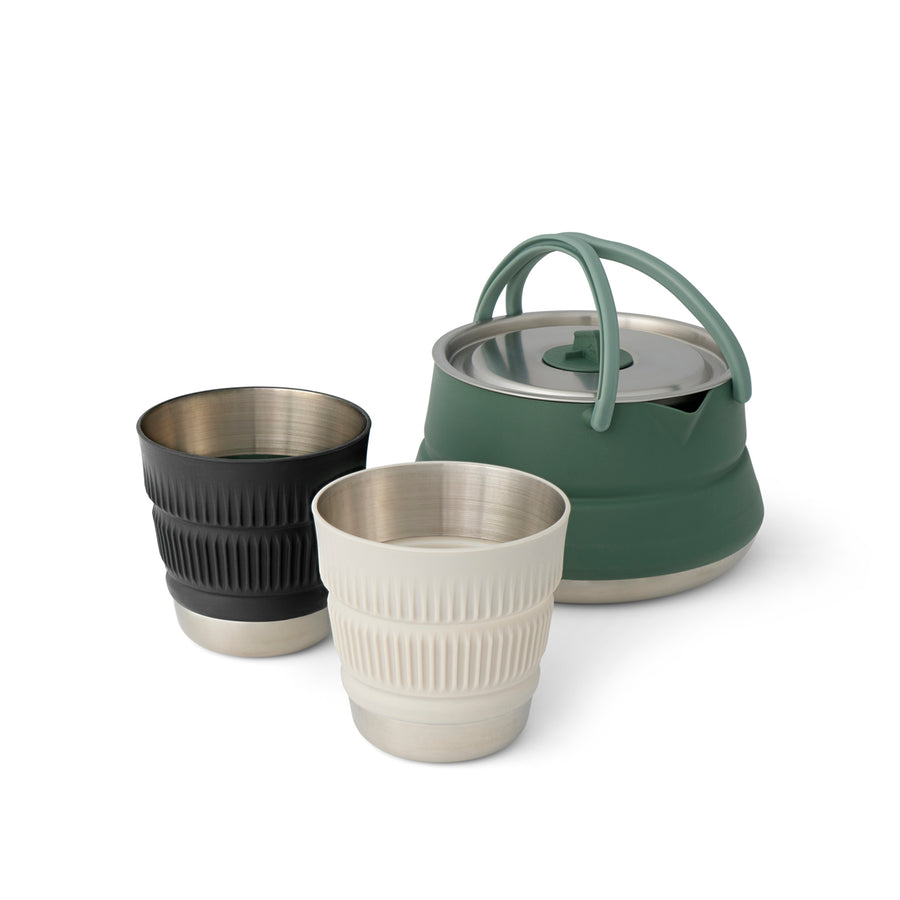 Detour Kettle Cook Set – Campingkesselset mit Edelstahl inkl. zwei Becher (3-teilig)
