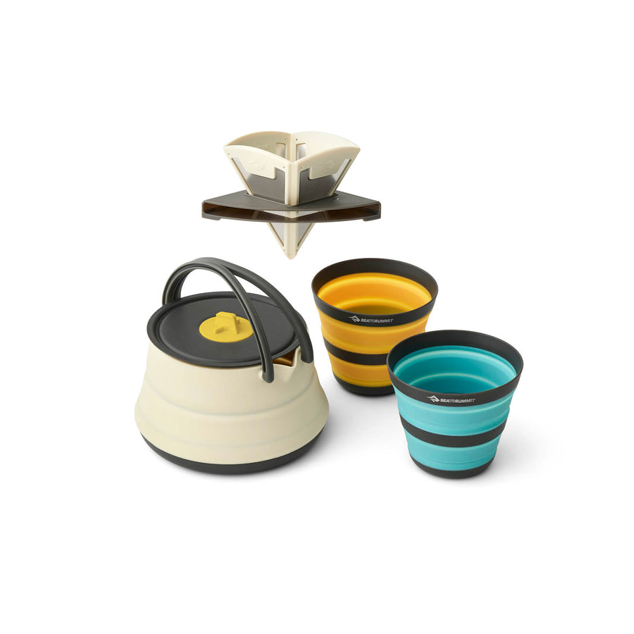 Zusammenfaltbares Campingkesselset mit Pour Over Kaffee- und Teefilter