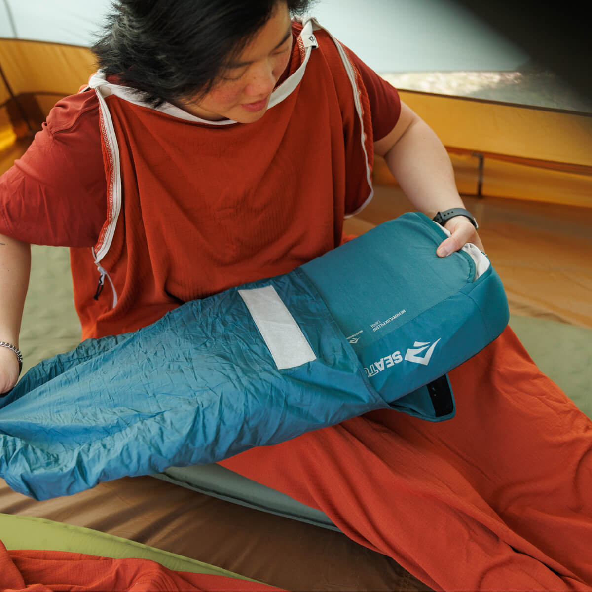 decathlon schlafsack zusammenrollen Memory Lux Kopfkissen
