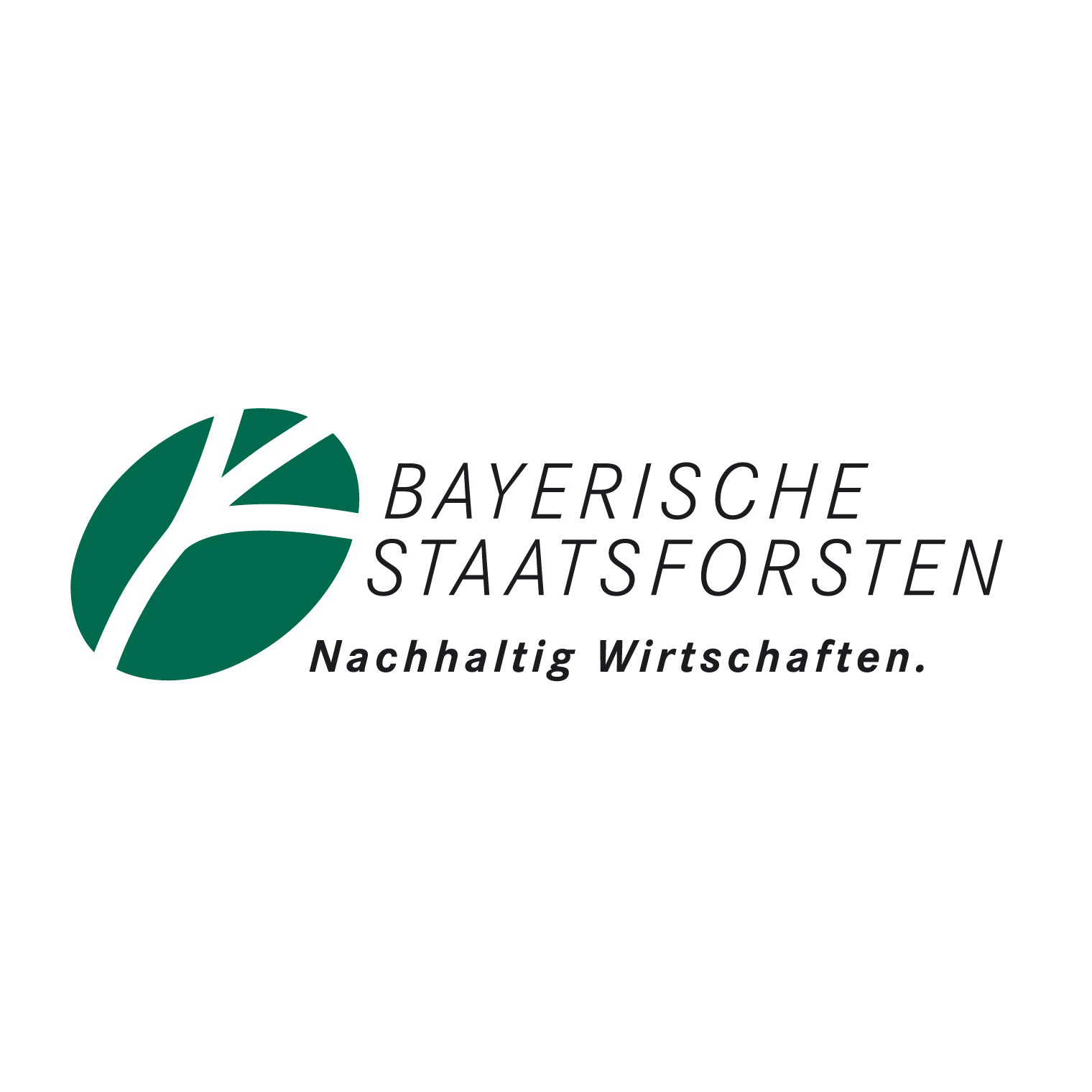 A green logo with the text "Bayerische Staatsforsten. Nachhaltig wirtschaften."