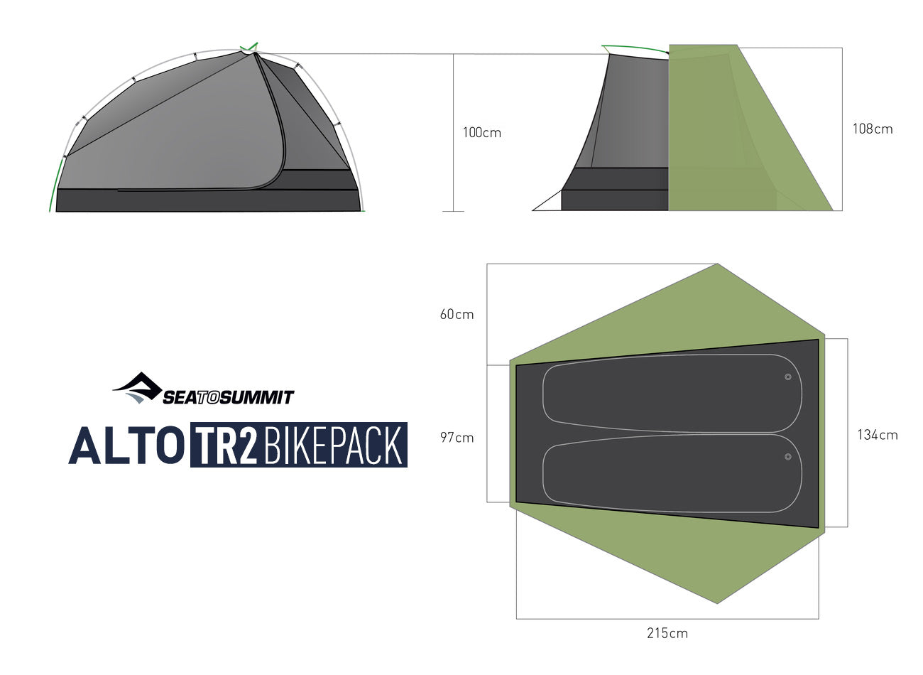 Alto TR2 Bikepack - Freistehendes Bikepacking-Zelt für zwei Personen
