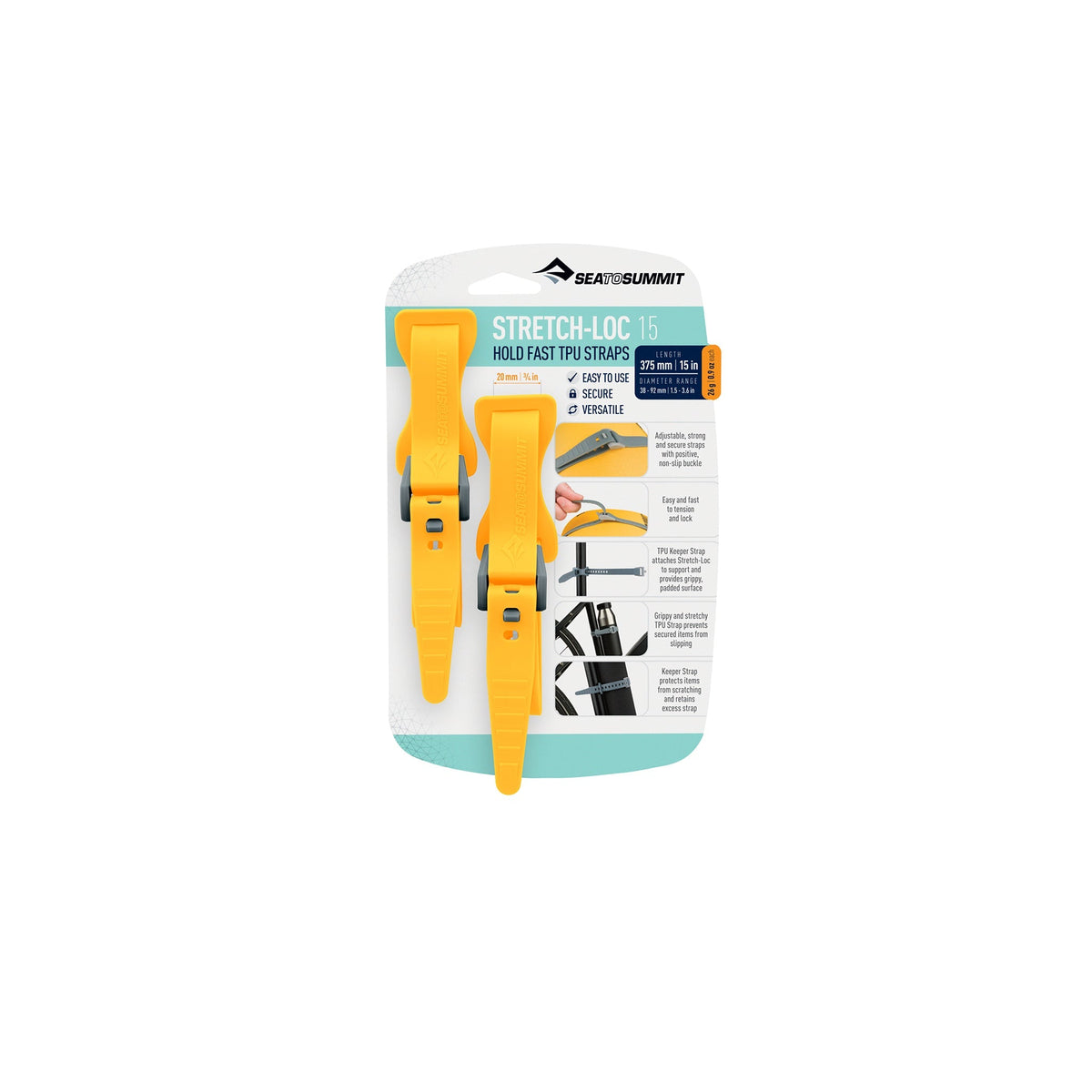 375mm / Yellow || Stretch-Loc TPU Straps (2 Pack)