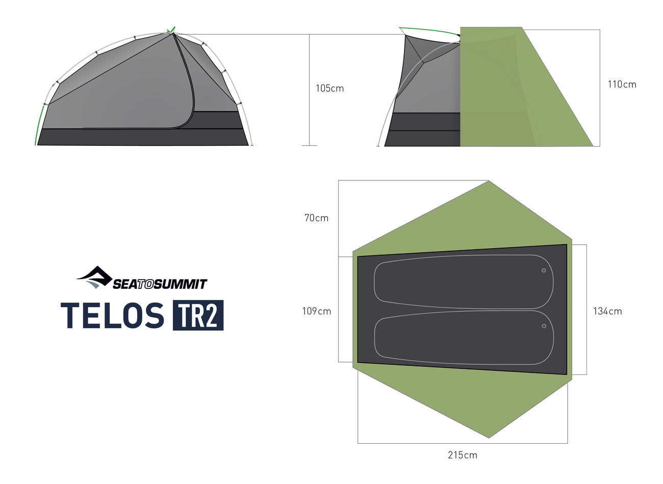 Telos TR2 Bikepack - Freistehendes Bikepacking-Zelt für zwei Personen