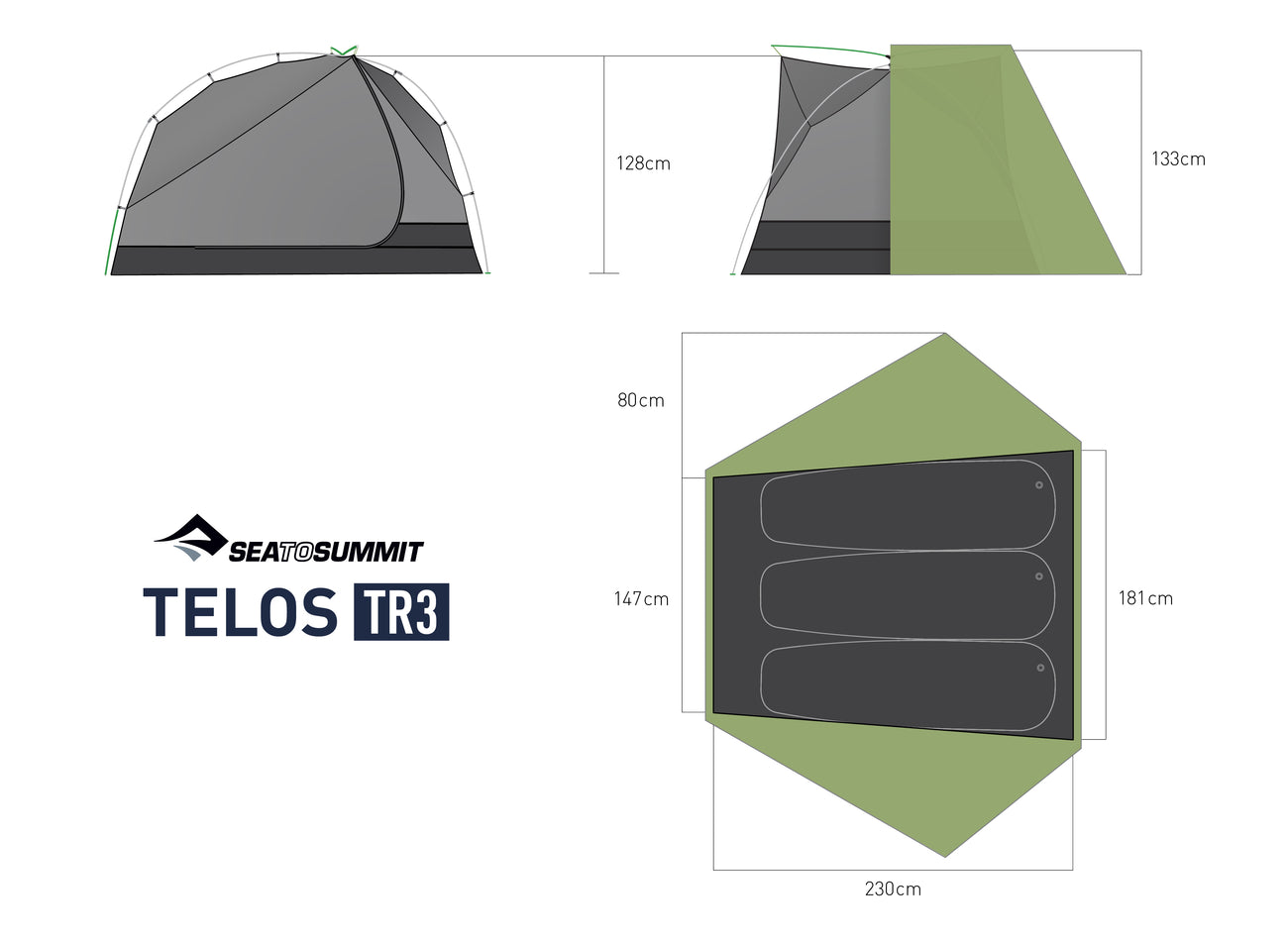 Telos TR3 - Freistehendes Zelt für drei Personen